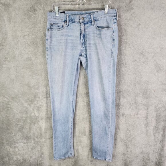 Mens Abercrombie & Fitch Skinny Denim Blue Jeans Cotton Stretch Size 31x32 - Picture 2 of 11